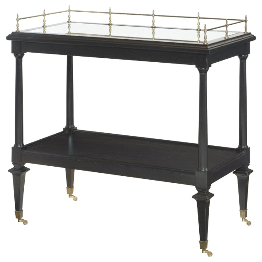 Dean Updated Traditional Black Mahogany Wood Bar Cart|