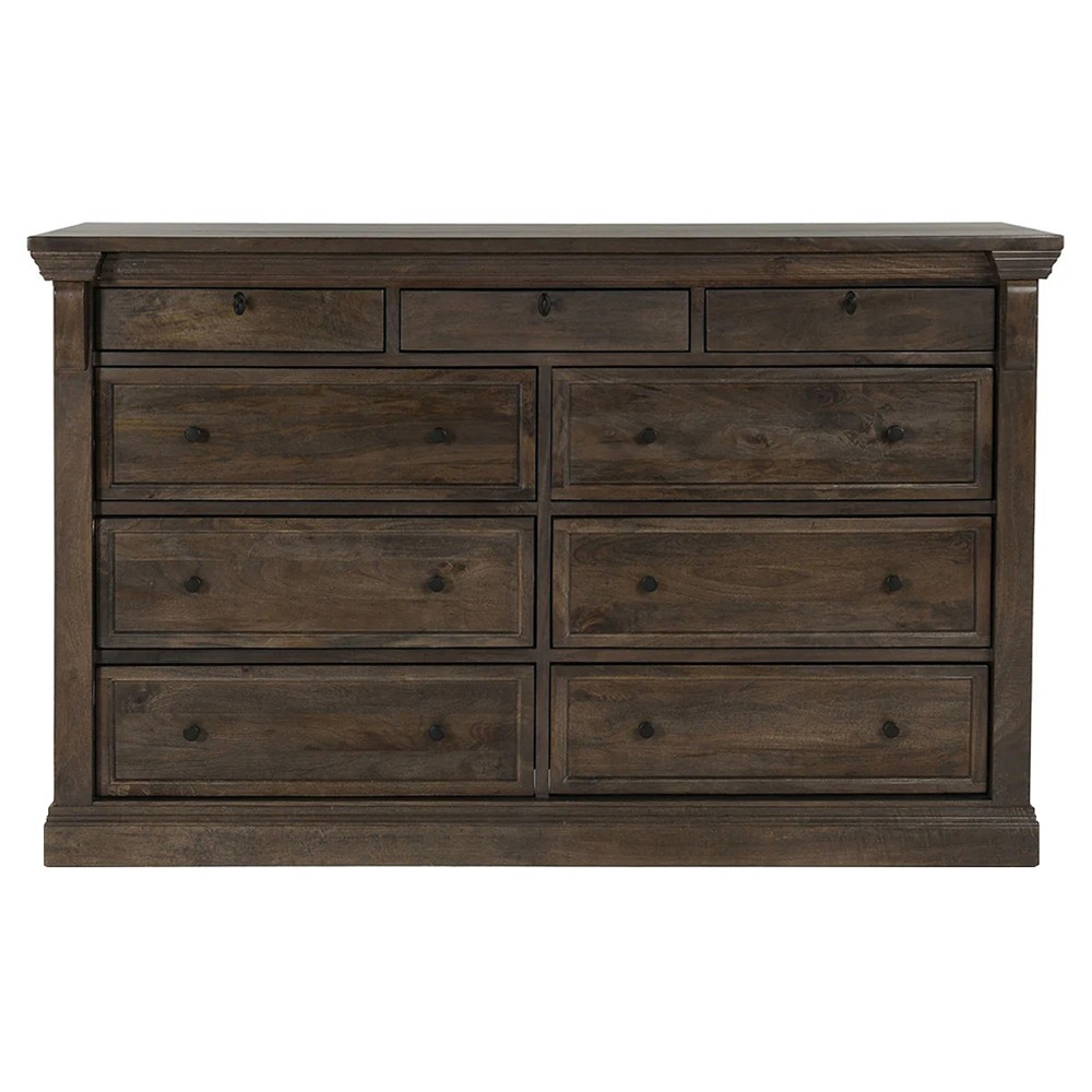 Melany French Country Brown Mango Wood Double Dresser|