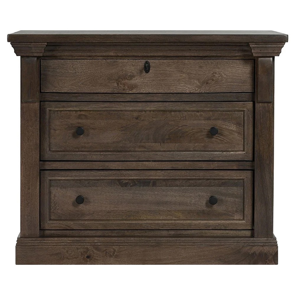 Melany French Country Brown Mango Wood Nightstand|