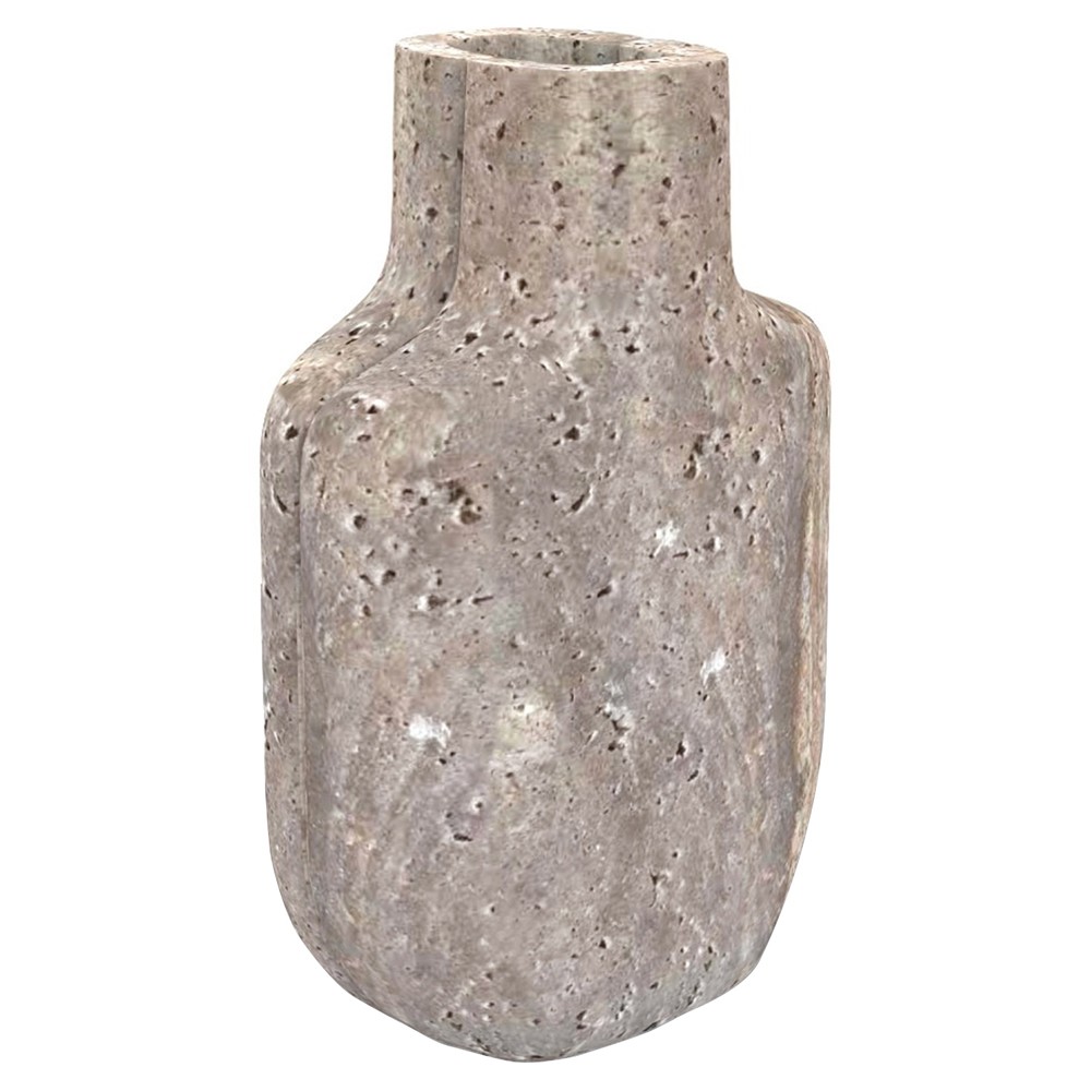 Matthias Modern Classic Grey Travertine Bud Table Vase - Small|