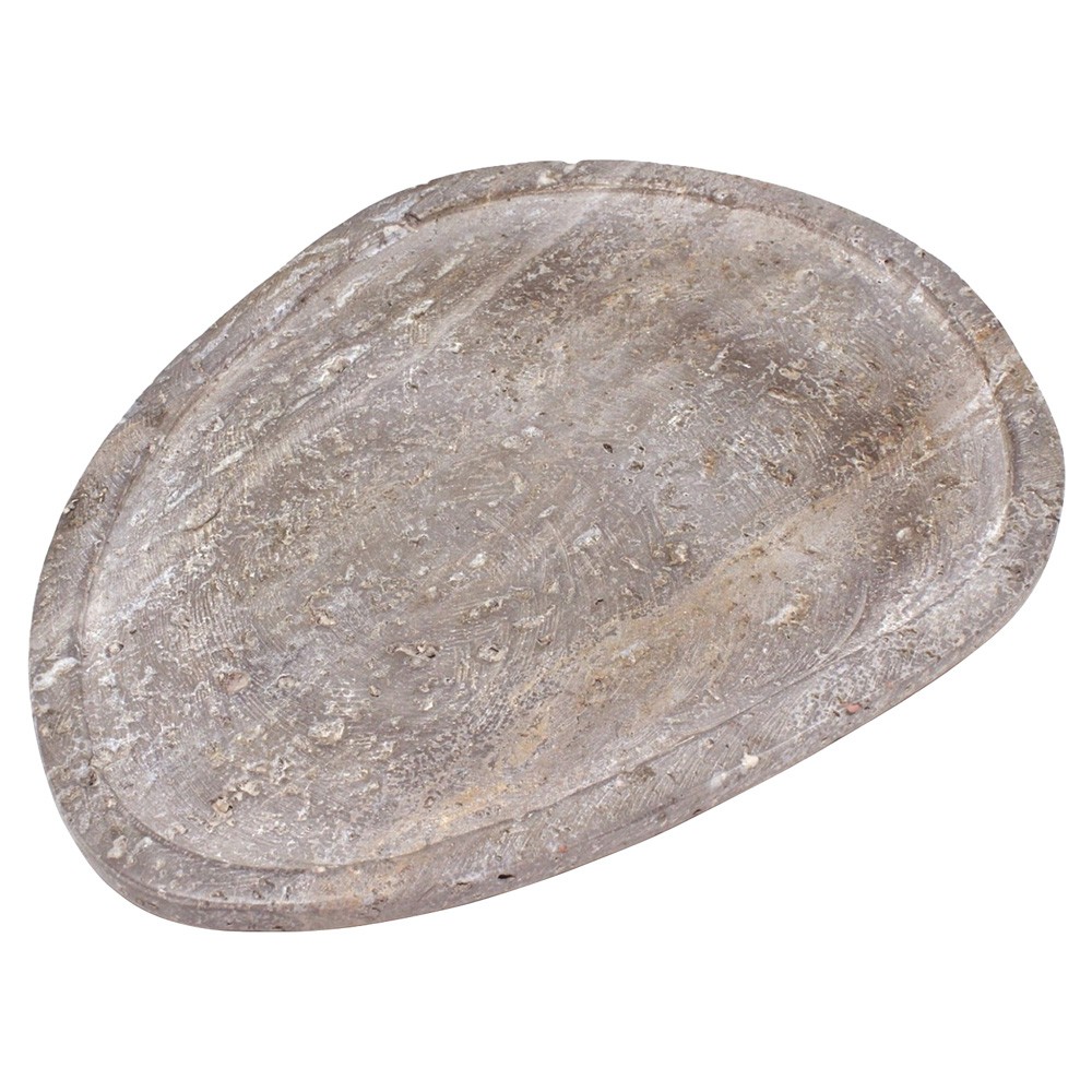 Matthias Modern Classic Grey Travertine Decorative Tray|