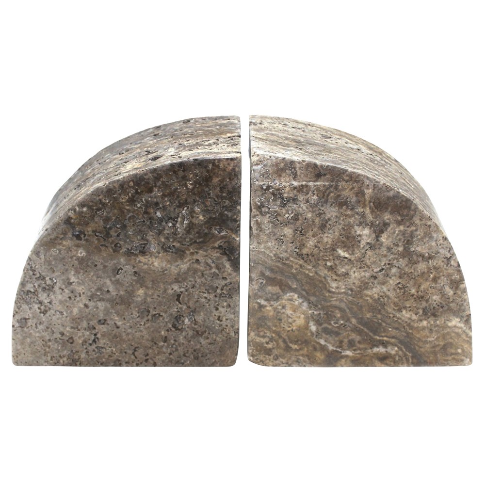 Matthias Modern Classic Grey Travertine Bookends|