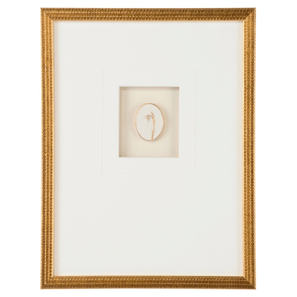 Tahlia Modern Classic White Botanical Gold Leaf Frame Mixed Media IV - 18x14|