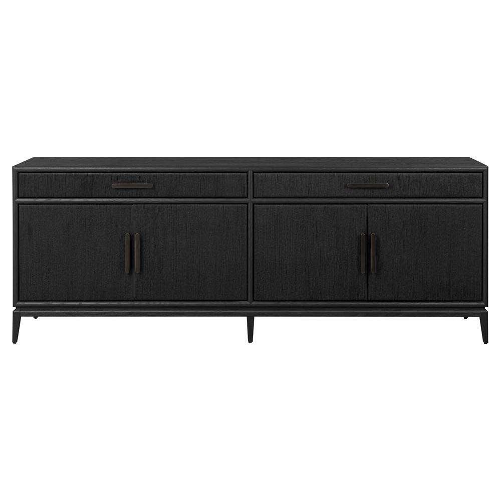 Rosal Modern Classic Black Oak Woven Rush Sideboard|