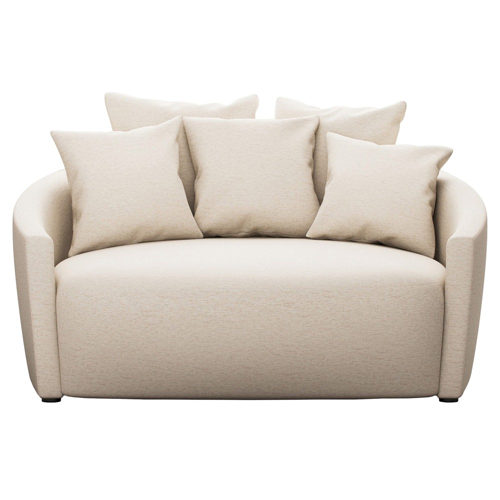 Louisa Modern Classic Crypton Nomad Snow Round Sofa - 62"|