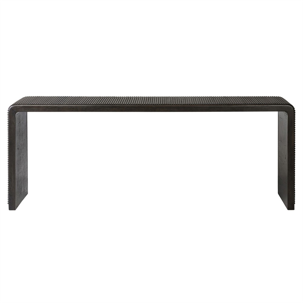 Lana Rustic Lodge Smoked Black Oak Rectangular Console Table|