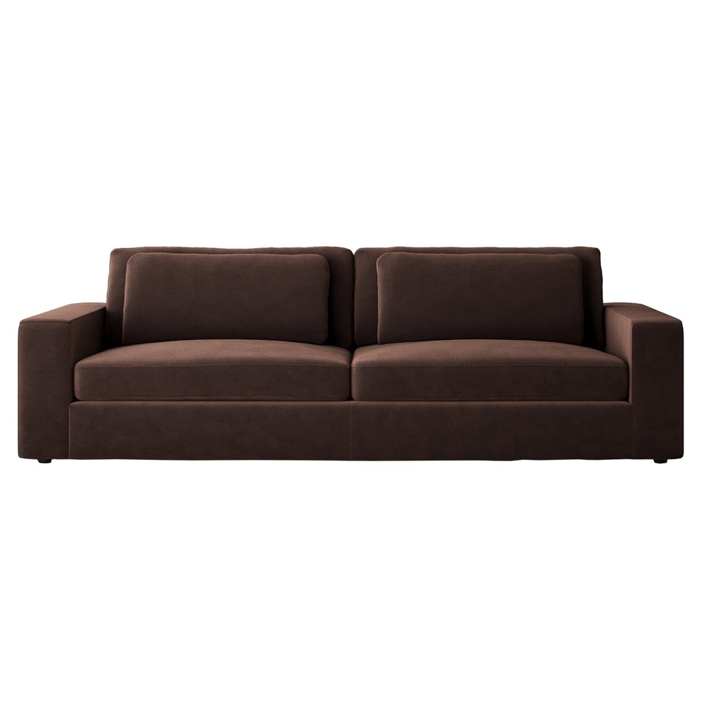 Candace Modern Classic Surrey Cocoa Velvet Sofa - 98"|