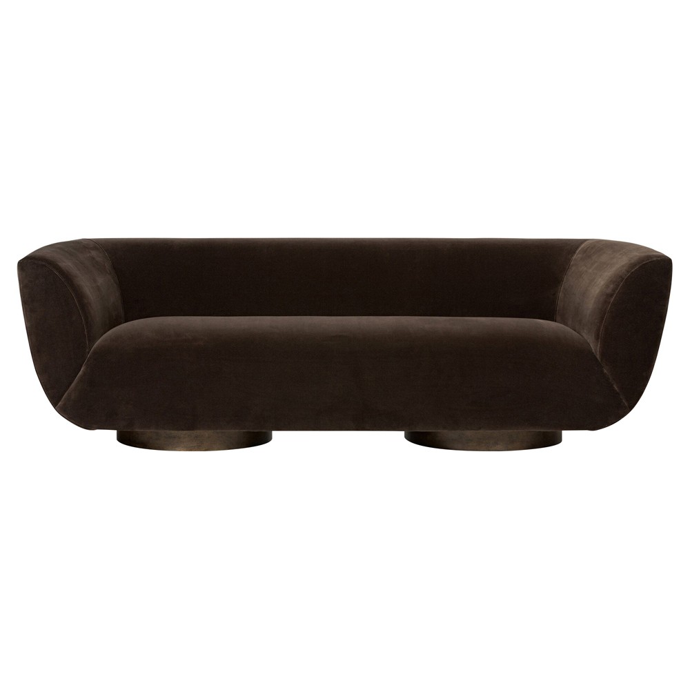 Sabina Modern  Surrey Cocoa Brown Velvet Sofa - 87"|