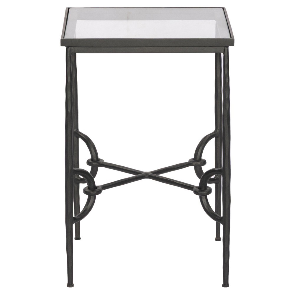 Ceasar French Country Hammered Gunmetal Square End Table - 13"|