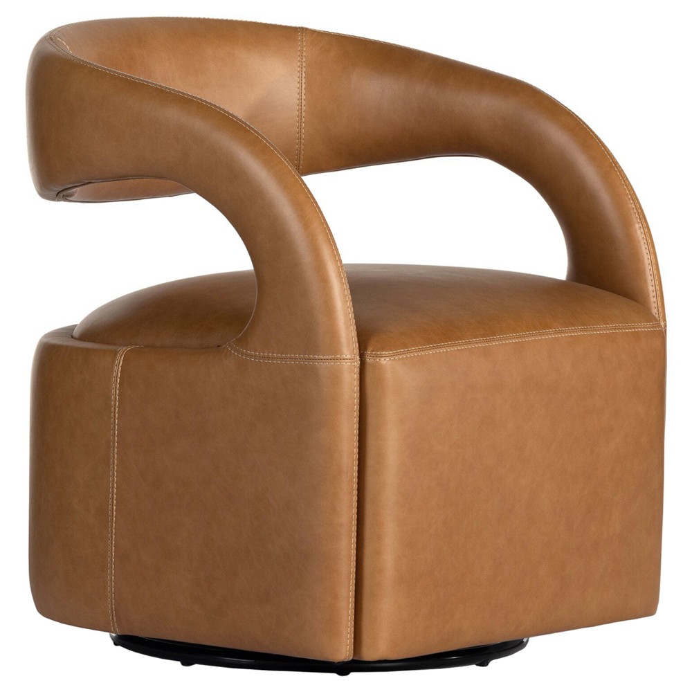 Alexander Modern Classic Sonoma Butterscotch Leather Swivel Barrel Chair|