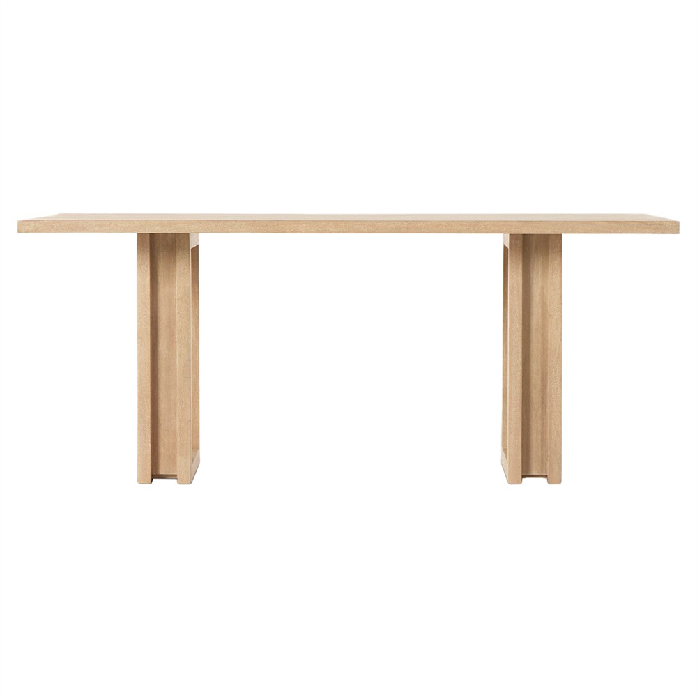 Emilie Coastal Beach Natural Mango Wood Rectangular Dining Table - 72"|