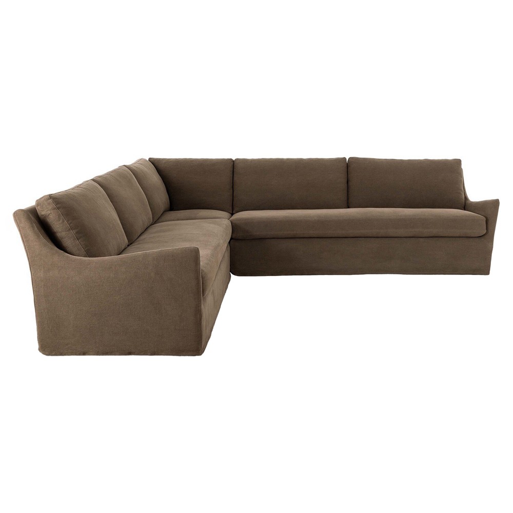 Levi Modern Classic Broadway Coffee Linen Corner Sectional - 124"|