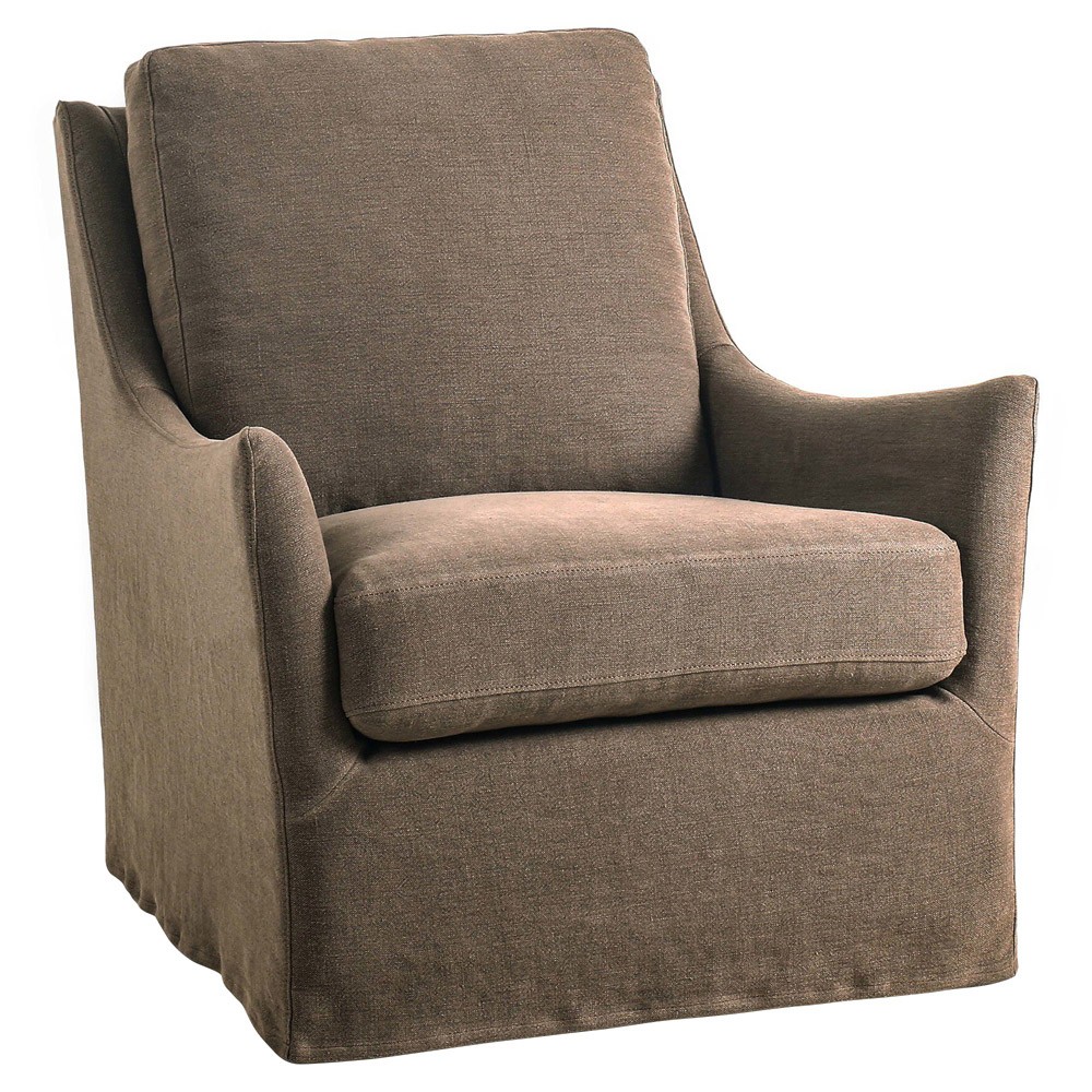 Levi Modern Classic Broadway Coffee Linen Glider Swivel Chair|