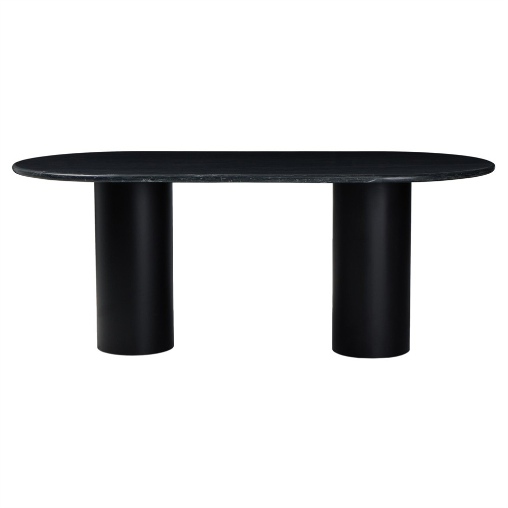 Gary Modern Classic Black Marble Oval Dining Table - 78''|