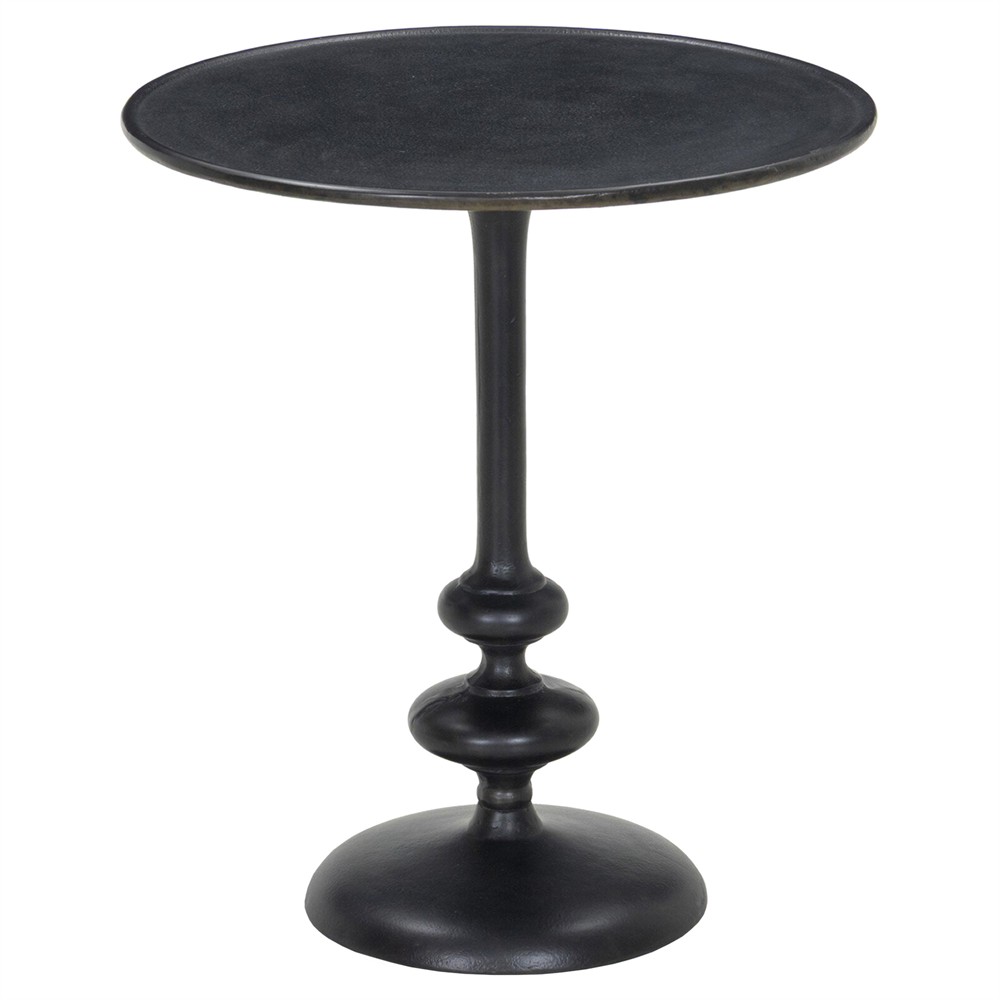 Lupe Industrial Loft Black Antique Aluminum Round Side Table|