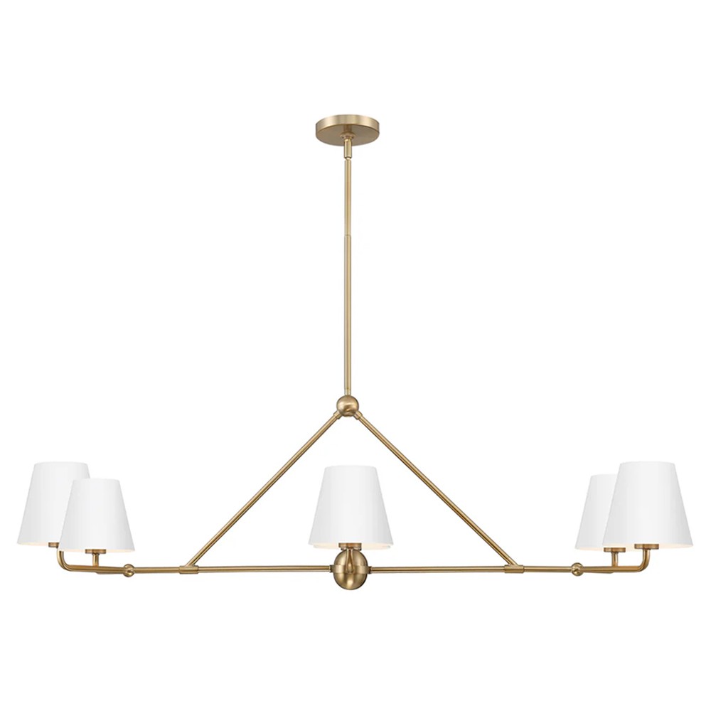 Isaiah Updated Traditional White Steel Shade 6 Light Linear Chandelier|