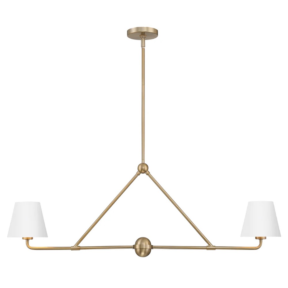 Isaiah Updated Traditional White Steel Shade 2 Light Linear Chandelier|