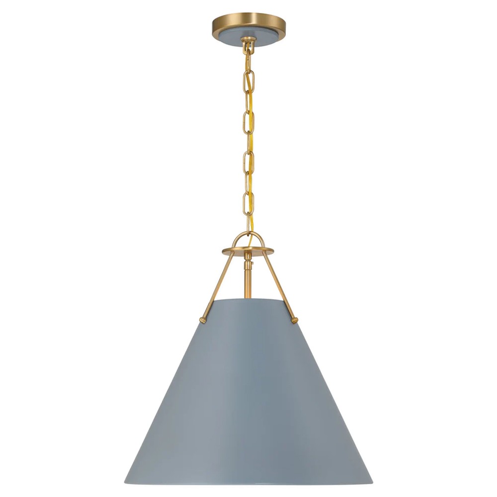 Isaiah Updated Traditional Blue Steel Shade 3 Light Pendant|