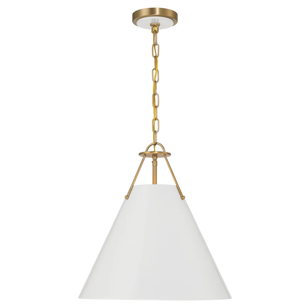 Isaiah Updated Traditional White Steel Shade 3 Light Pendant|