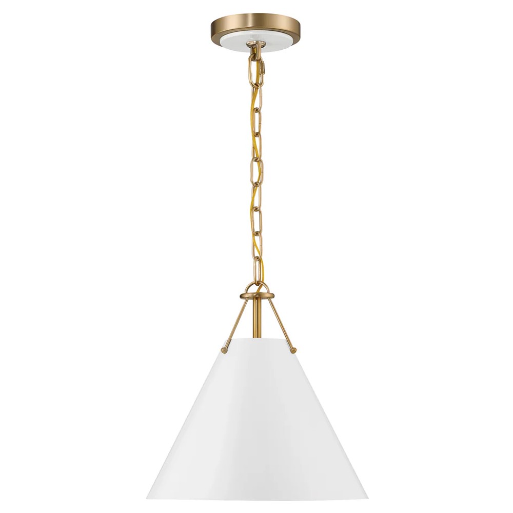 Isaiah Updated Traditional White Steel Shade 1 Light Mini Pendant|