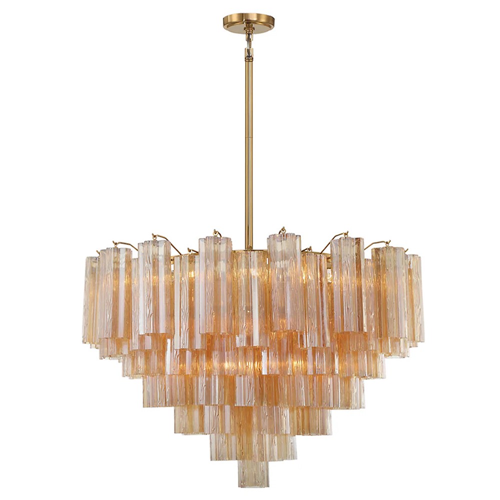 Corin Updated Traditional Amber Glass 16 Light Chandelier|