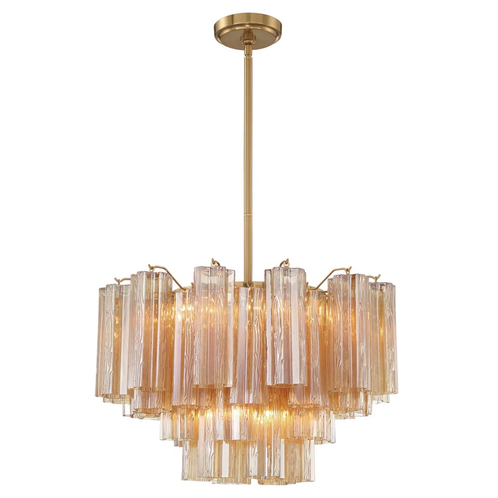 Corin Updated Traditional Amber Glass 9 Light Chandelier|