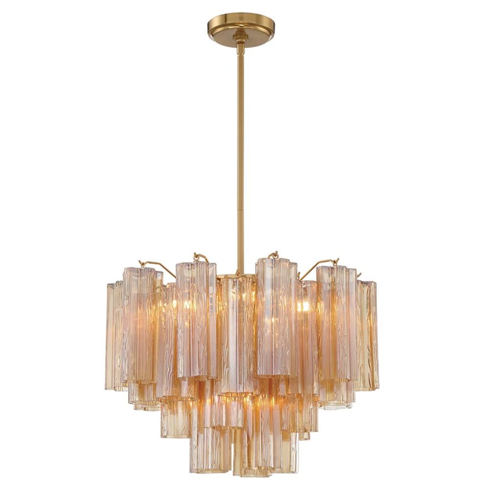 Corin Updated Traditional Amber Glass 6 Light Chandelier|