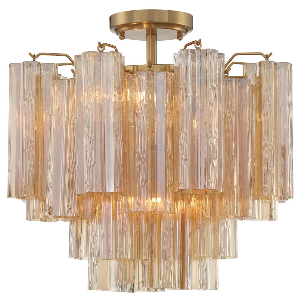 Corin Updated Traditional Amber Glass 4 Light Chandelier|