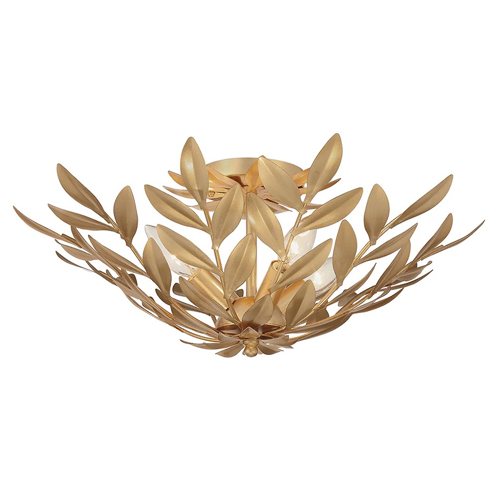 Liora Updated Traditional Antique Gold Leaf Steel 4 Light Semi Flush Mount|