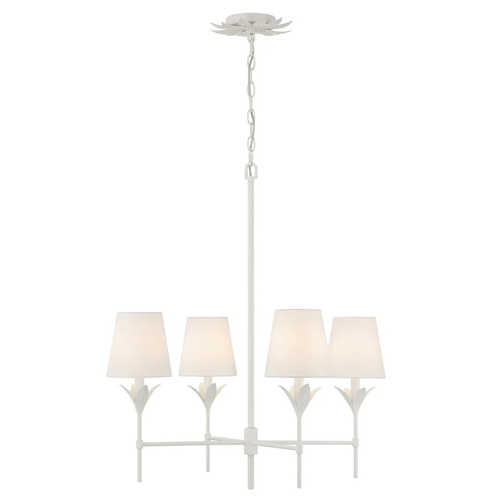 Liora Updated Traditional White Silk Shade Matte White Chandelier|