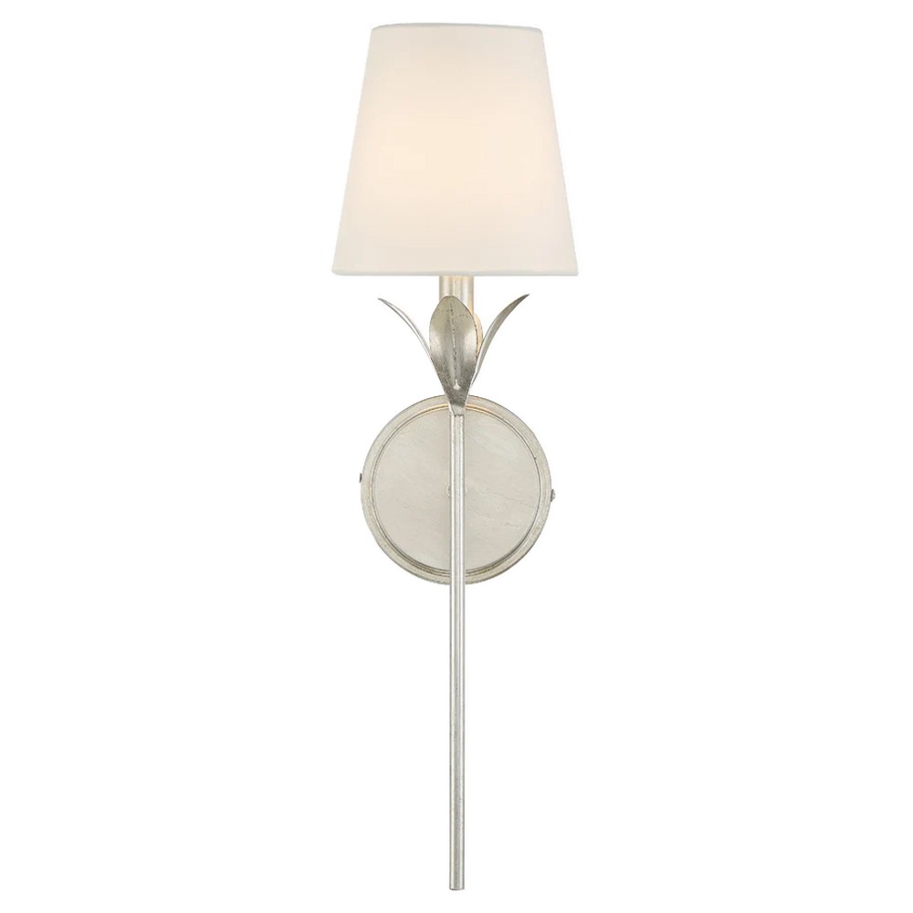 Liora Traditional White Silk Shade Antique Silver 1 Light Wallchiere Sconce|