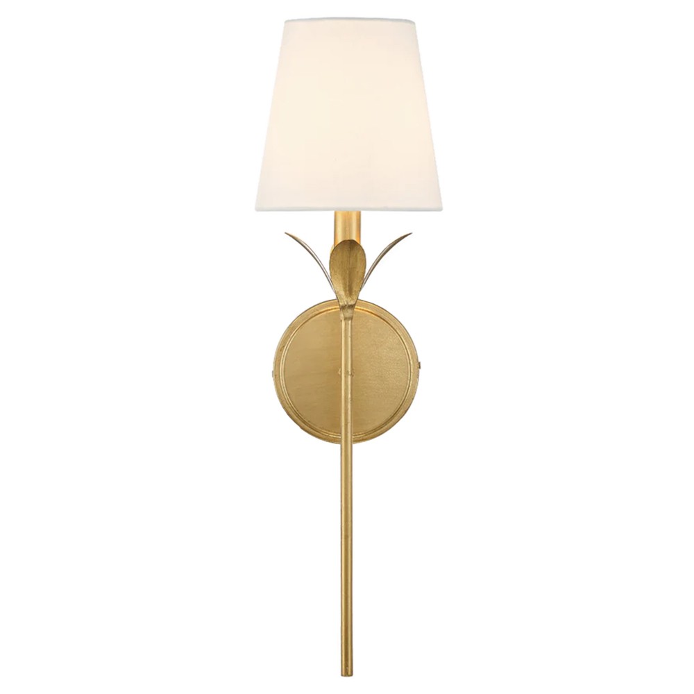 Liora Traditional White Silk Shade Antique Gold 1 Light Wallchiere Sconce|
