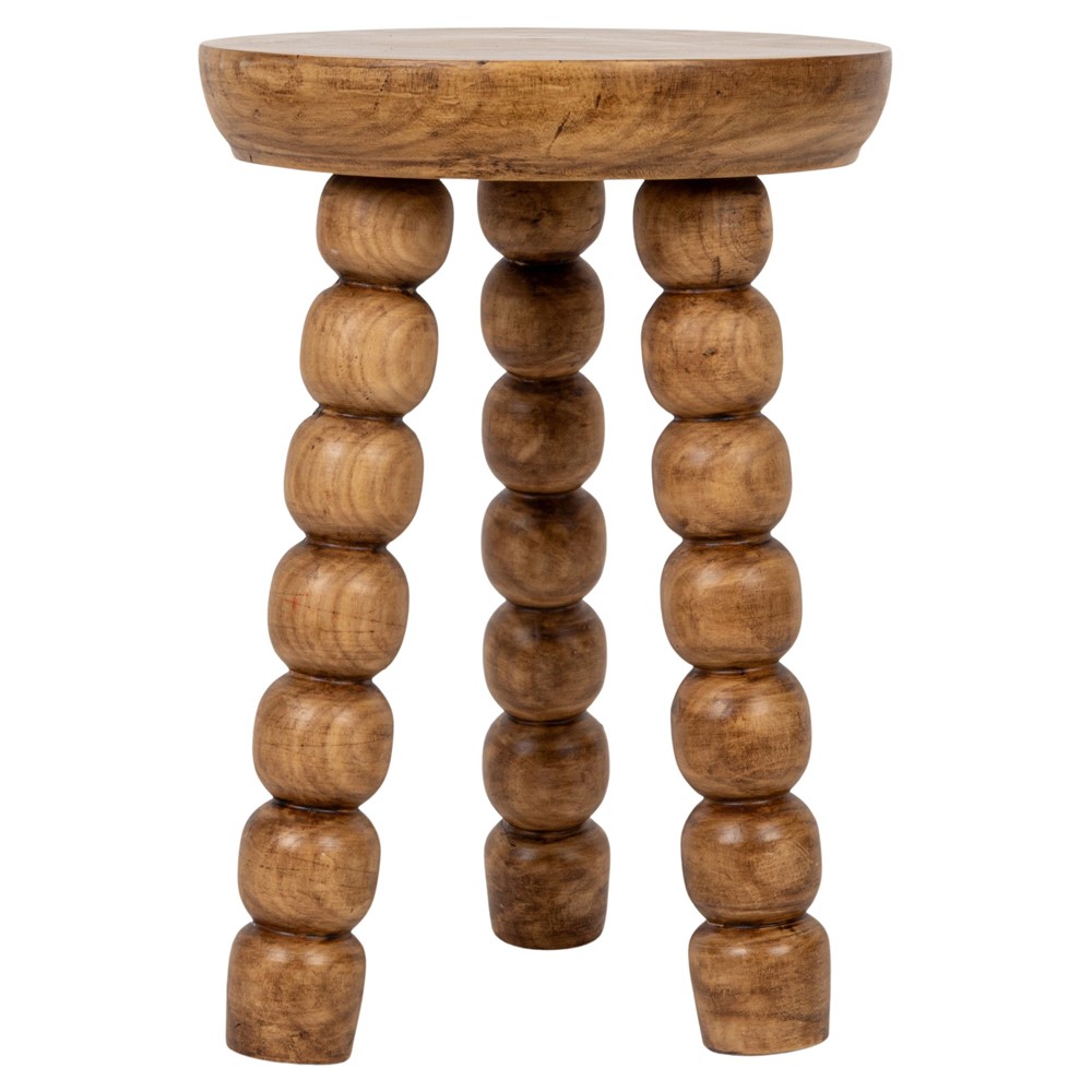Alaia Coastal Beach Natural Wood Round End Table|