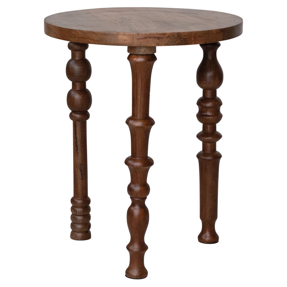 Lael Modern Classic Brown Mango Wood Round End Table|
