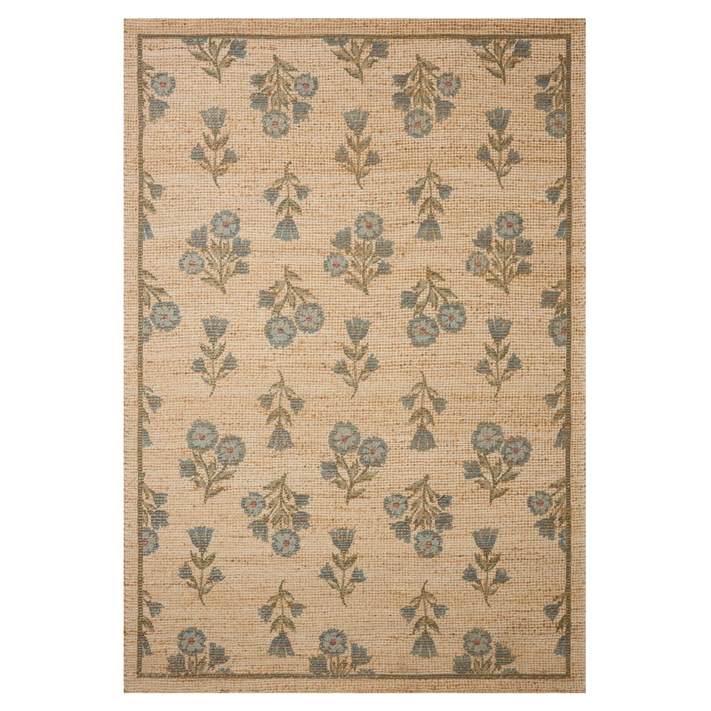 Rue Updated Traditional Beige Jute Floral Patterned Rug - 3'6"x5'6"|