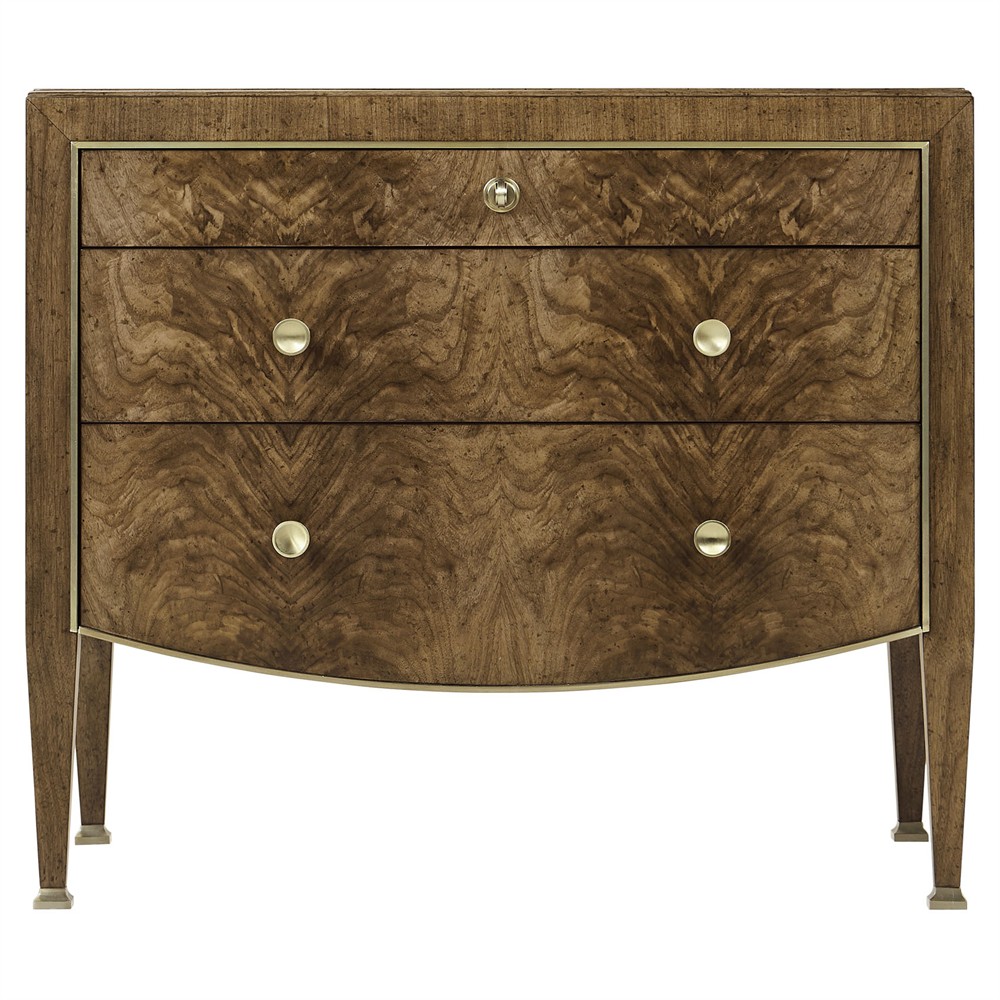 Whitaker Modern Classic Brown Walnut Swirl Wide Nightstand|