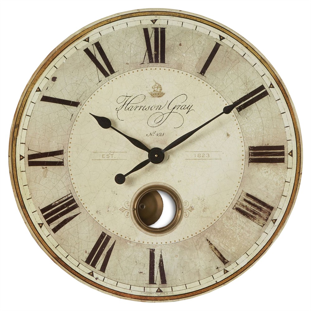 Holland Updated Traditional Beige Antique Round Wall Clock|