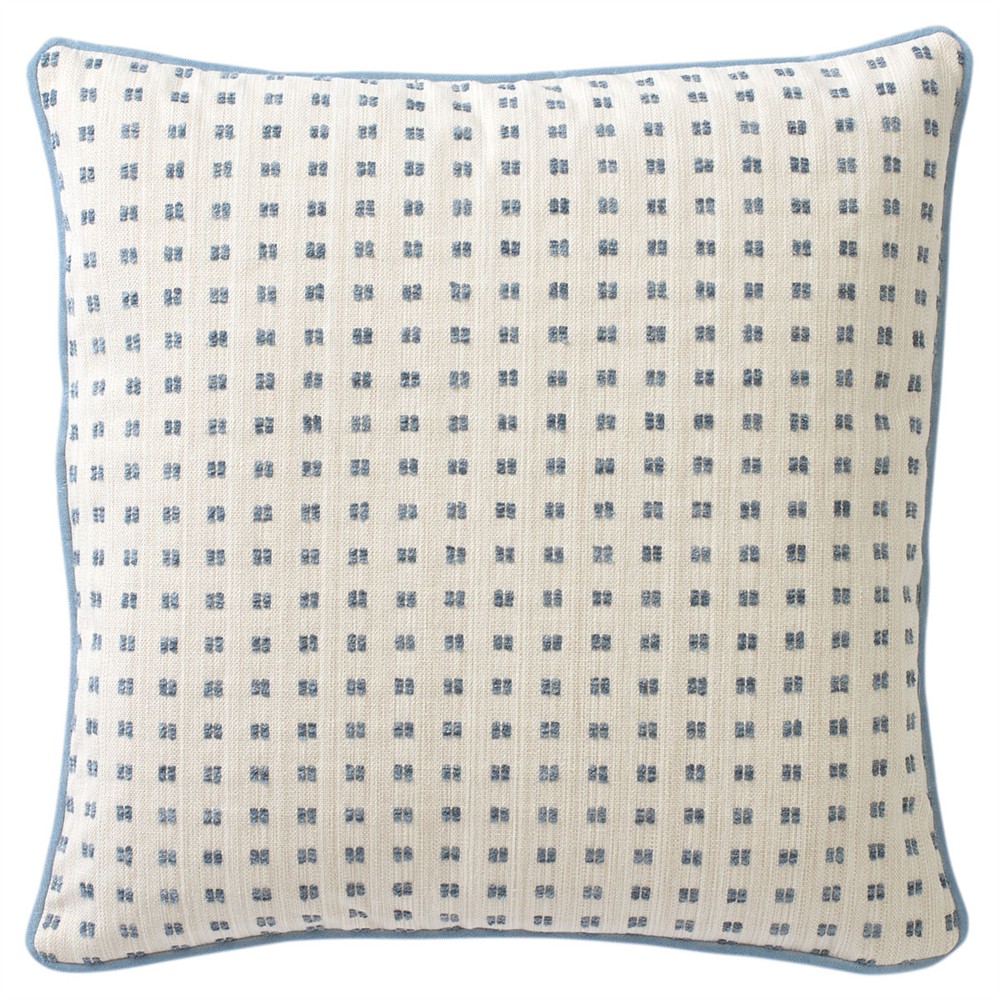 Thatcher Sky Blue Embroidered Throw Pillow - 22x22|