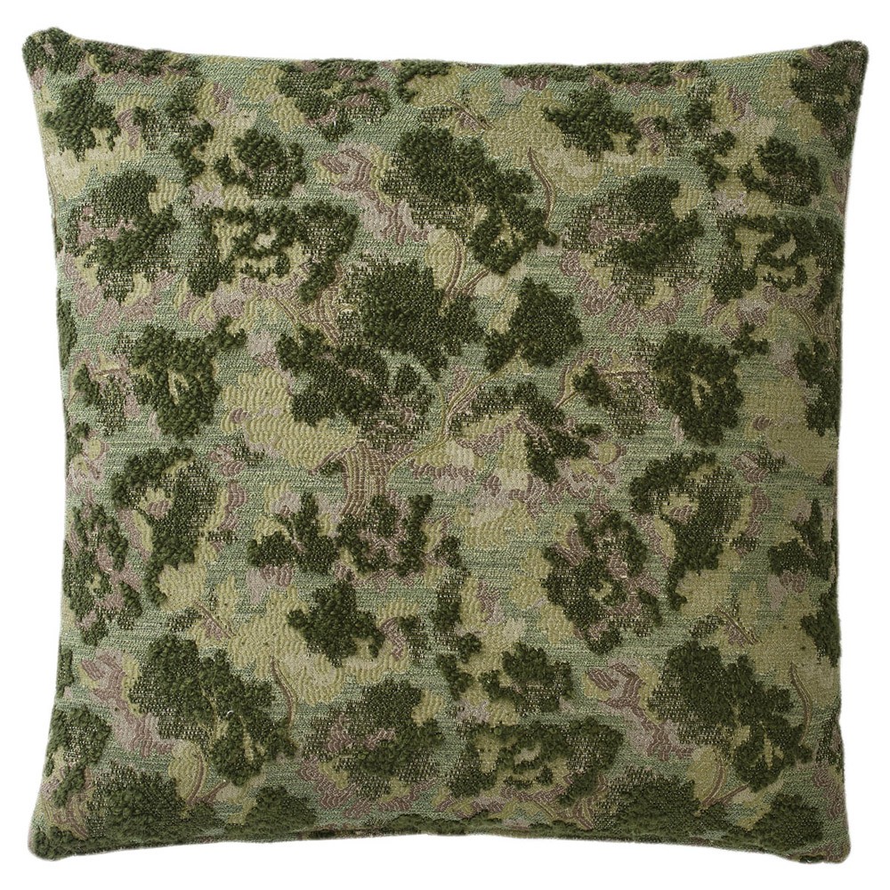 Reese Forest Green Embroidered Throw Pillow - 22x22|