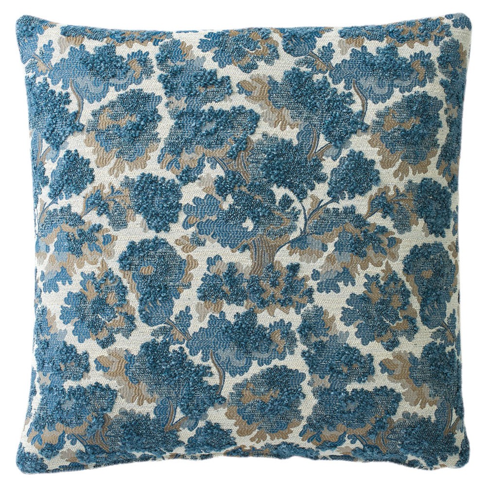Reese Marine Blue Embroidered Throw Pillow - 22x22|