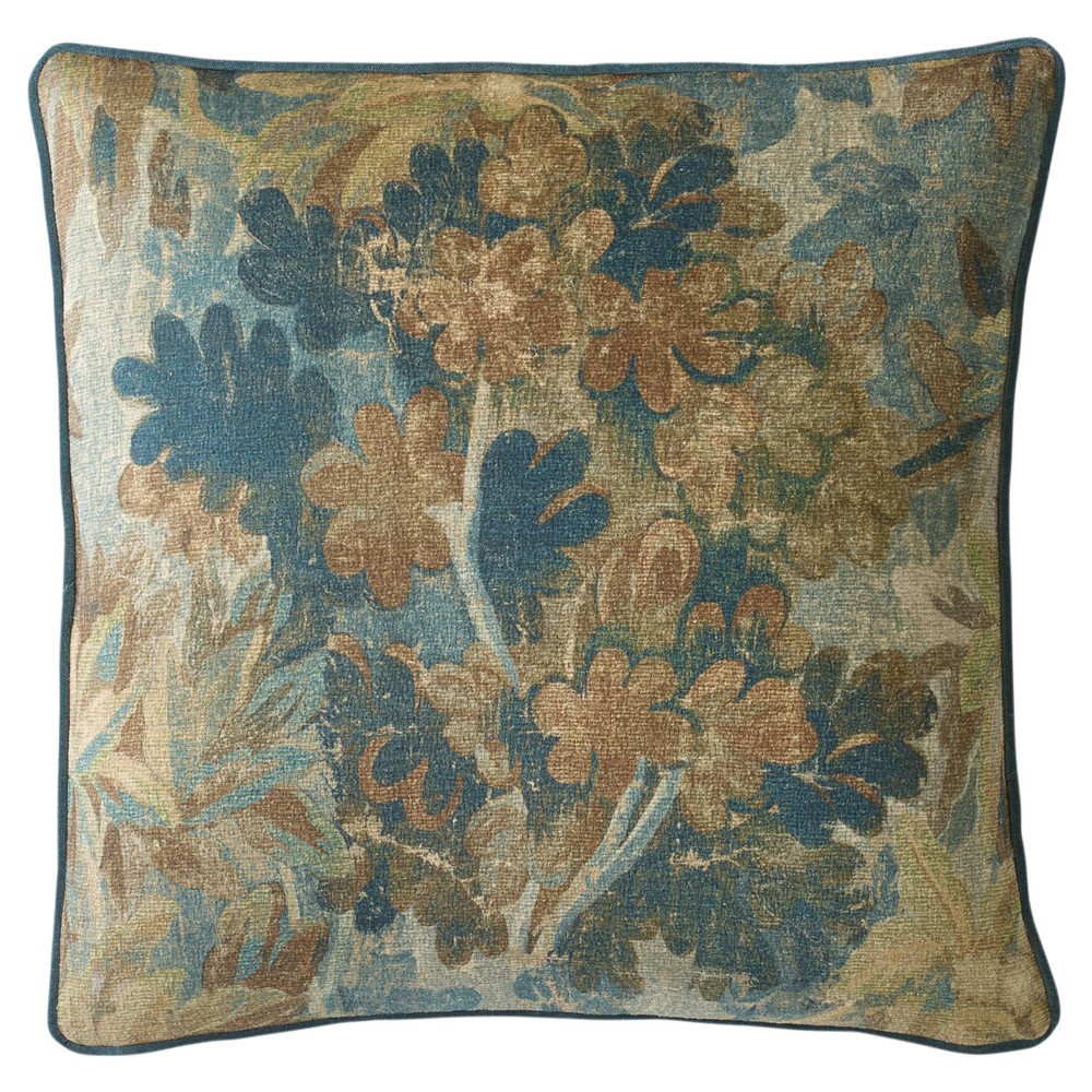 Valeria Verdant Tapestry Printed Velvet Throw Pillow - 22x22|
