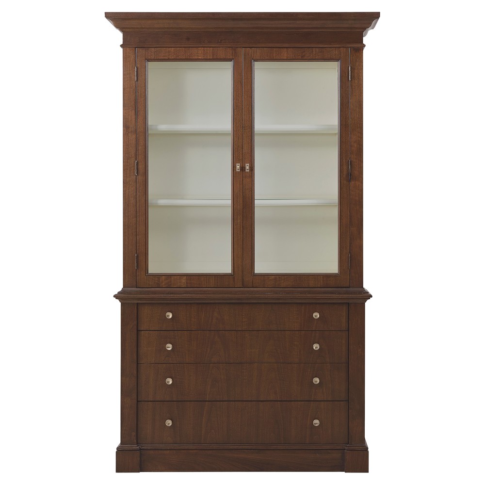 Alaine Updated Traditional Brown Walnut Wood Display Cabinet|