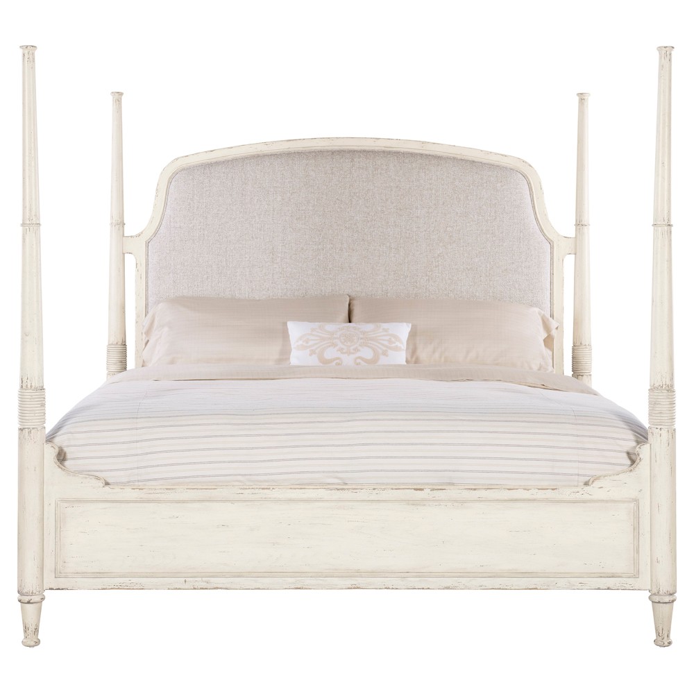 Asher French Country Beige Performance White Oak Four Poster Bed - King|