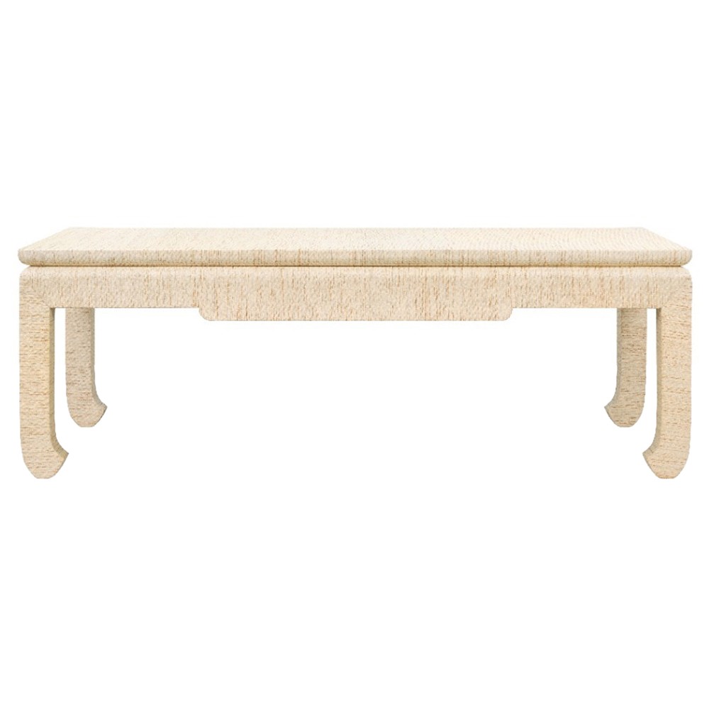 Bethany Coastal Beach Natural Twill Grasscloth Rectangular Coffee Table - 50"|