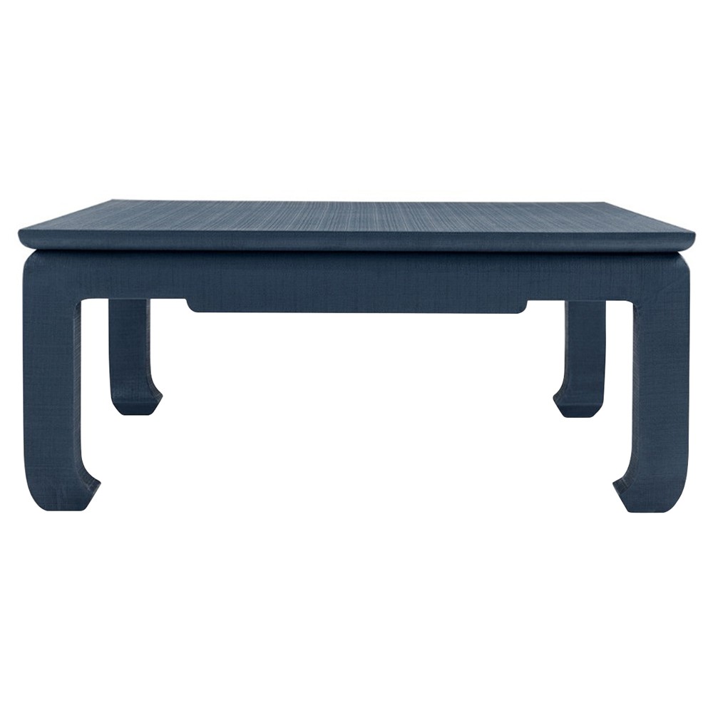 Bethany Coastal Storm Blue Linen Square Coffee Table|