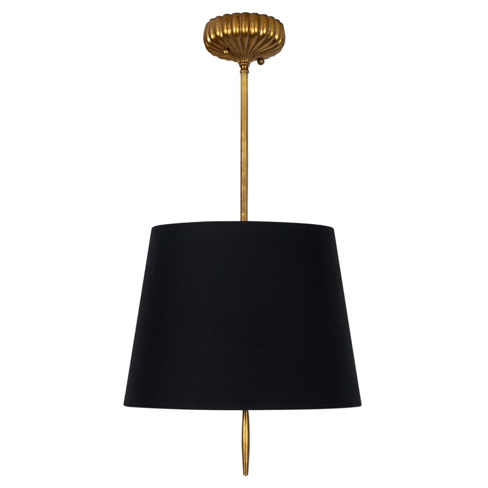 Clove Updated Traditional Black Linen Shade Pendant - Small|
