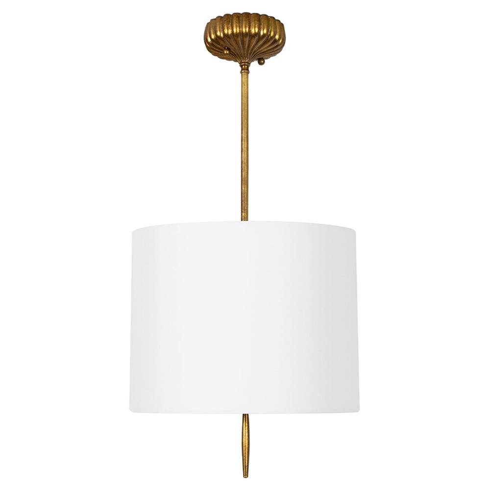 Clove Updated Traditional White Linen Drum Shade Pendant - Small|