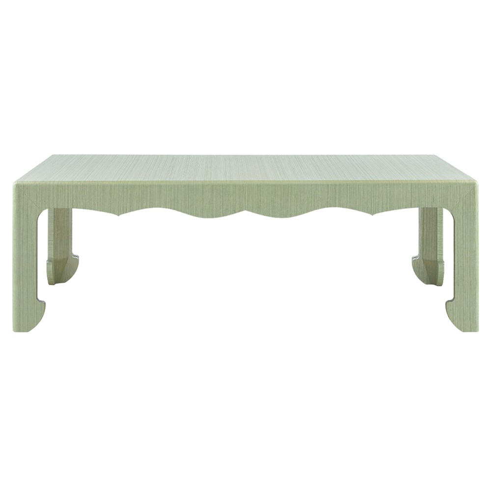 Gianna Modern Classic Spring Green Wood Grasscloth Coffee Table 51