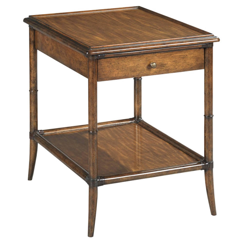 Linwood Updated Traditional Brown Wood Rectangular Side Table|