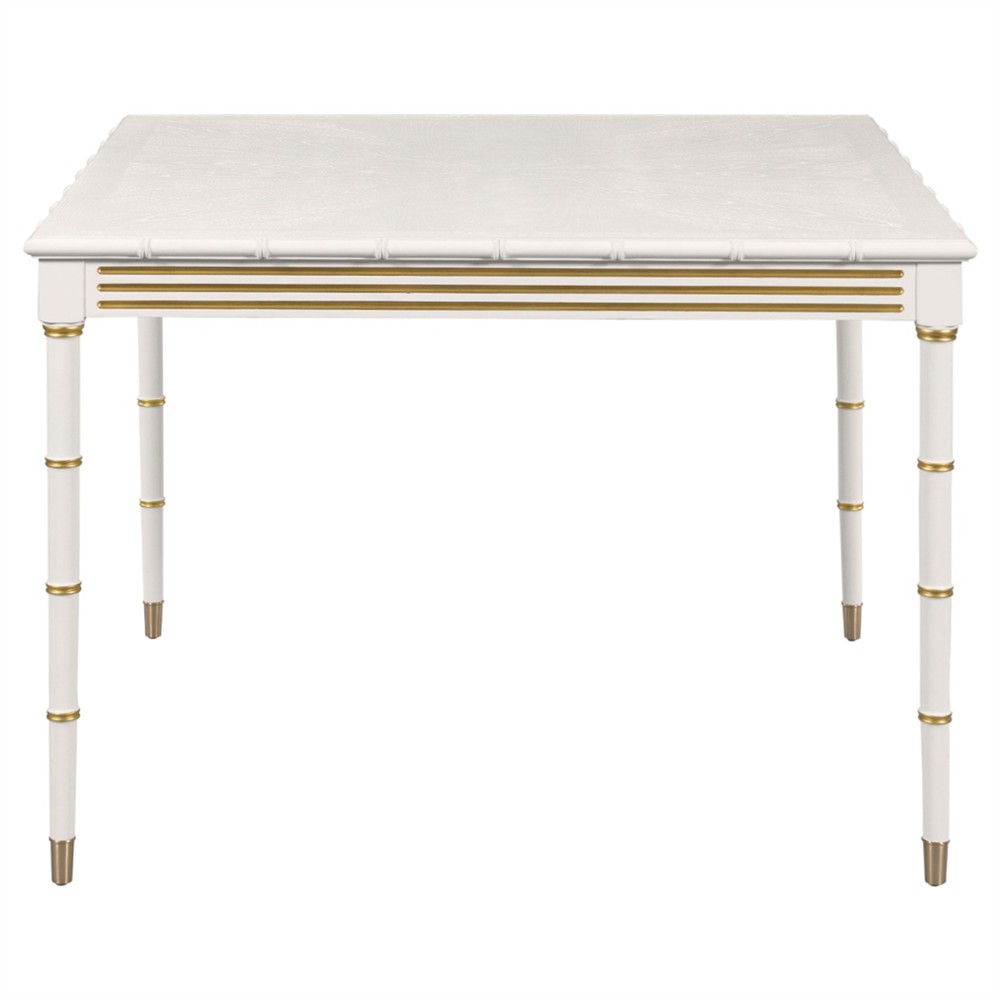 Newport Updated Traditional Cream Wood Bamboo Game Table|